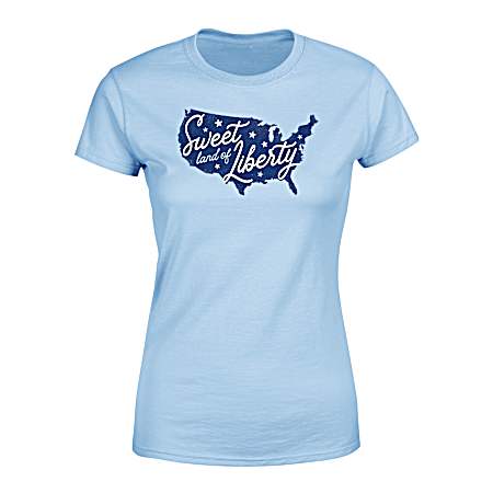 Women's Light Blue Sweet Liberty Short Sleeve Shirt
