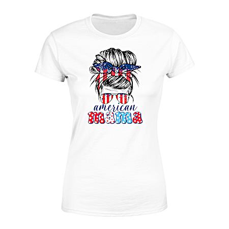 Women's White Cool American Mama Short Sleeve Shirt