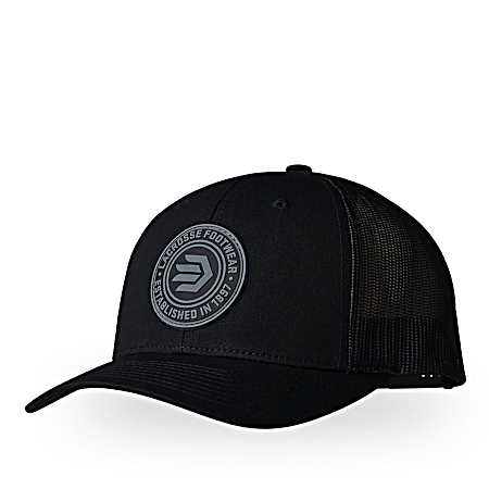 Men's Black Rubber Patch Trucker Cap