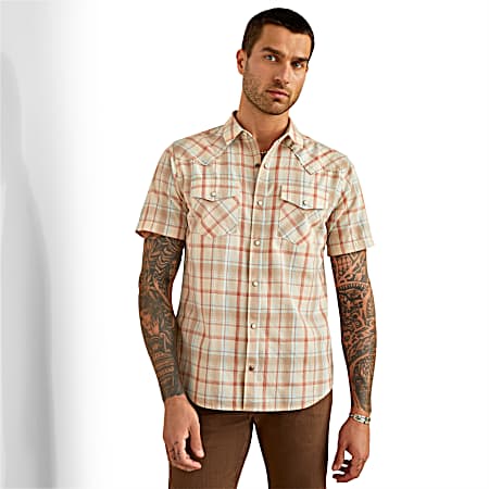Men's Light Brown Horton Retro Fit Button Front Long Sleeve Shirt