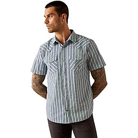 Men's Blue Hyder Retro Fit Button Front Long Sleeve Shirt