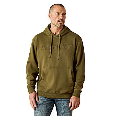 Men's Green Embossed Logo Hoodie