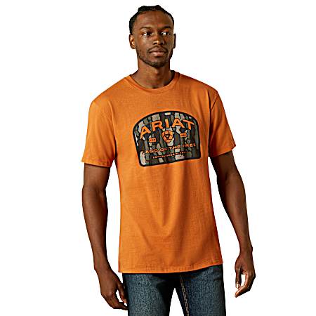 Men's Brown Underlands Camo Badge Short Sleeve Shirt