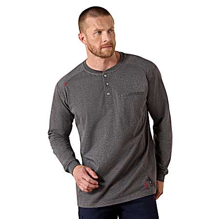 Men's Charcoal Heather FR Air Long Sleeve Henley