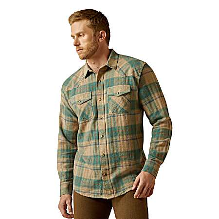 Men's Blue Huxlee Retro Snap Front Long Sleeve Shirt