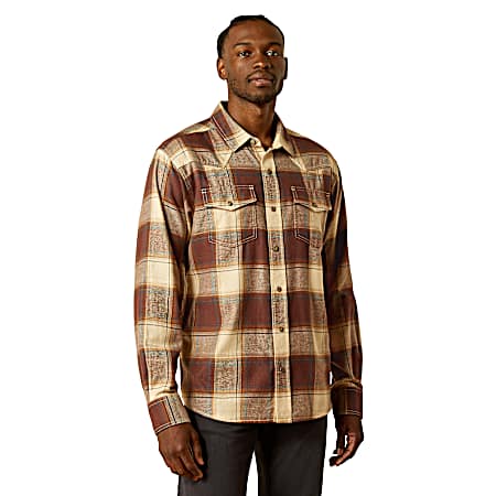 Men's Brown Hudson Retro Snap Front Long Sleeve Shirt