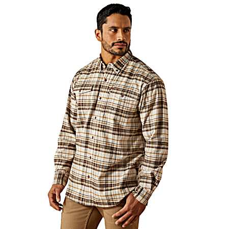 Men's DuraStretch Button Front Long Sleeve Flannel Work Shirt