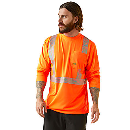 Men's Hi-Vis Orange Ansi Long Sleeve Shirt