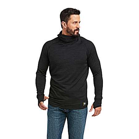 Men's Black Gridwork Balaclava Long Sleeve Baselayer