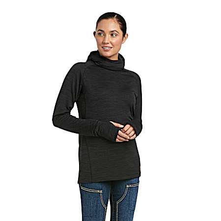 Women's Black Gridwork Balaclava Long Sleeve Baselayer