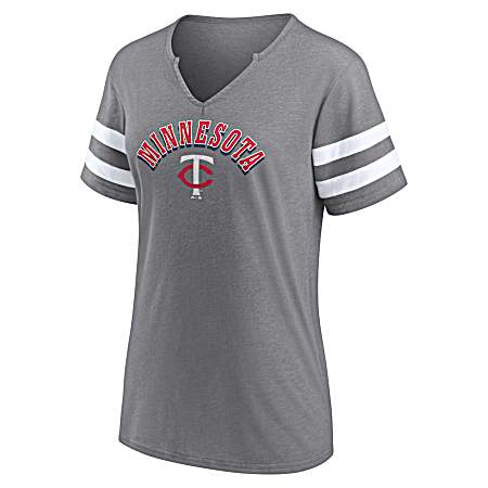 Women's Minnesota Twins Charcoal Heather Take Lead Short Sleeve Shirt
