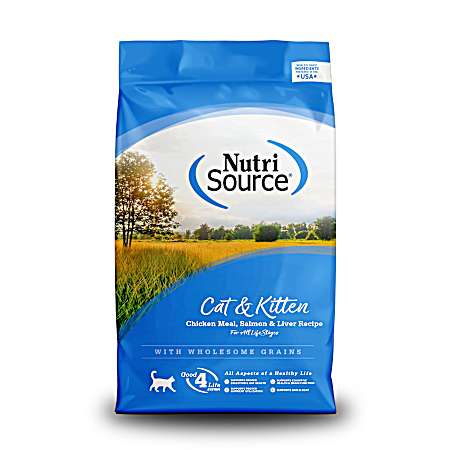 12 lb. Cat & Kitten Chicken Meal, Salmon & Liver Dry Cat Food