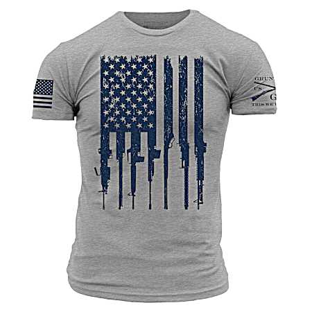 Men's Heather Grey Rifle Flag Short Sleeve Shirt