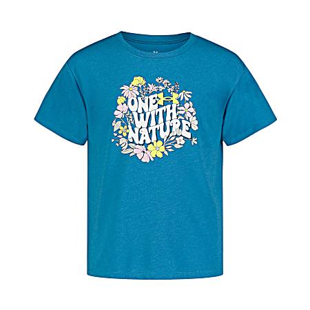Girls' Ether Blue Nature Short Sleeve Shirt