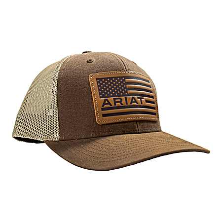 Men's Brown USA Flag Patch Cap