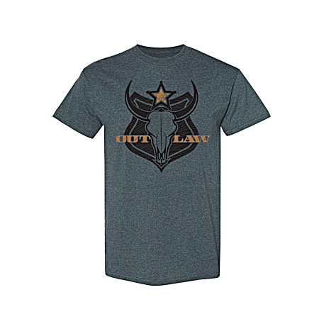 Men's Smoke Heather Outlaw Badge Short Sleeve Shirt