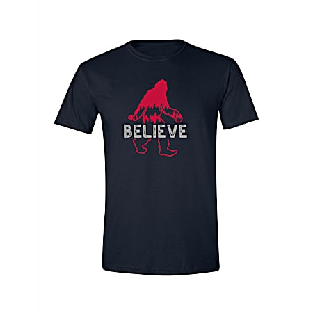 Men's Navy Believe In Sasquatch Short Sleeve Shirt