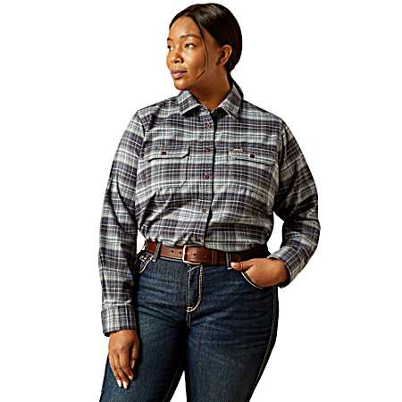 Women's DuraStretch Button Front Long Sleeve Flannel Tunic