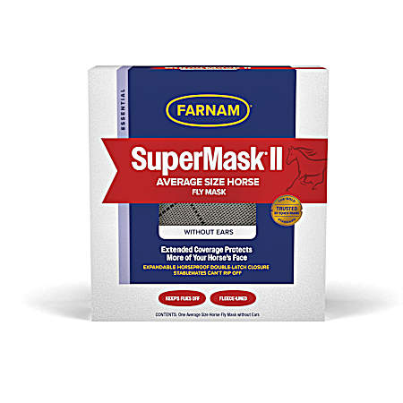 SuperMask II Horse Fly Mask w/ No Ears Assorted