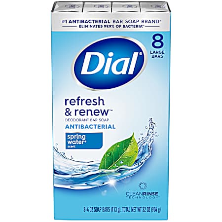 4 oz Spring Water Antibacterial Deodorant Bar Soap - 8 Pk