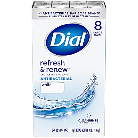 4 oz White Antibacterial Deodorant Bar Soap - 8 Pk