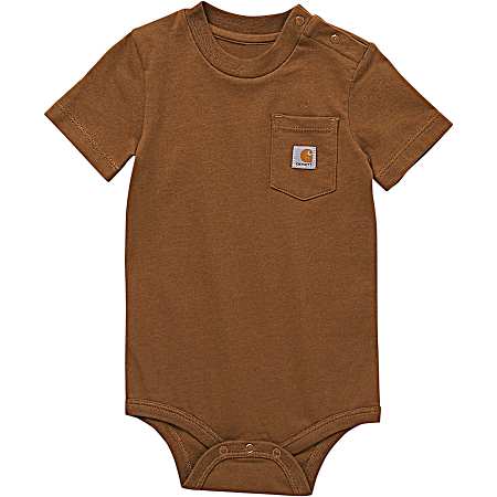 Infant Brown Short Sleeve Pocket Bodysuit