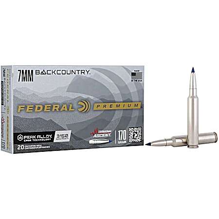 7mm Terminal Ascent BackCountry 170 Grain Rifle Cartridges - 20 Rounds