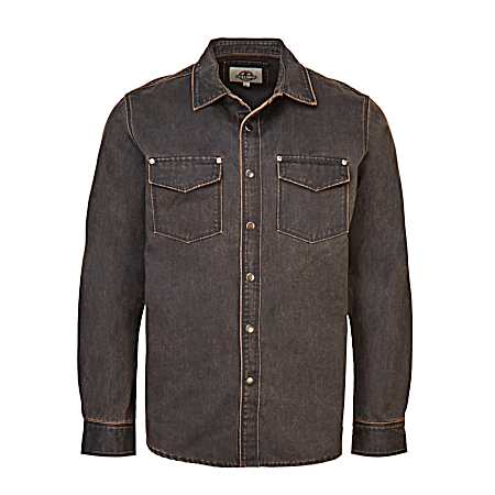 Men's Cotton Suede Button Front Shirt Jacket