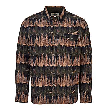 Men's Legend Print Button Front Long Sleeve Flannel Shirt
