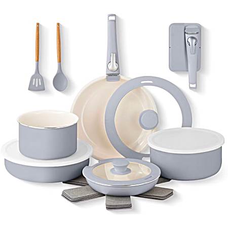 18 pc Pastel Collection Detachable Handle Bundle - Gray Blue