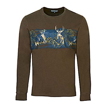 Men's Chest Print Long Sleeve Shirt