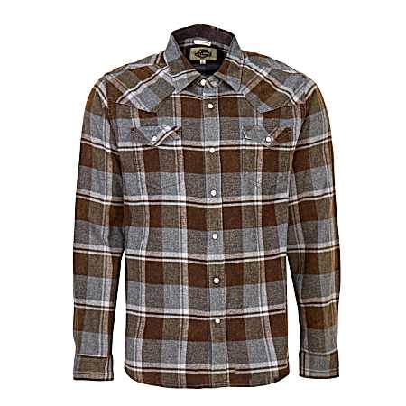 Men's Vintage Western Snap Front Long Sleeve Flannel