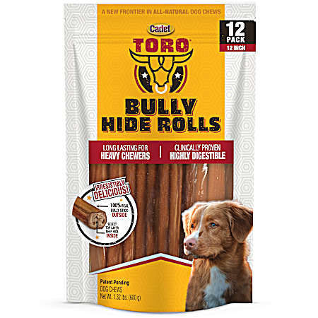 Toro Bully Hide Dog Chew Rolls - 12 Ct