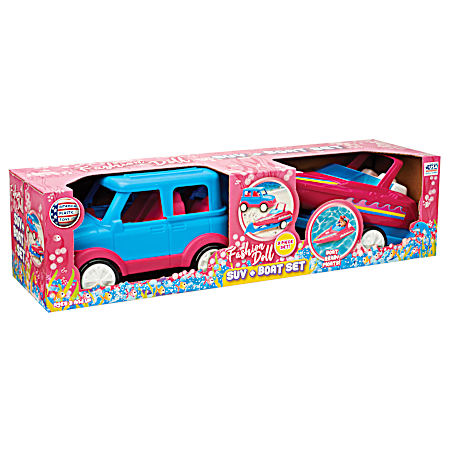3 pc Fashion Doll SUV & Boating Set