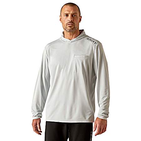 Men's Pearl Grey Sunblocker Hooded Long Sleeve Shirt