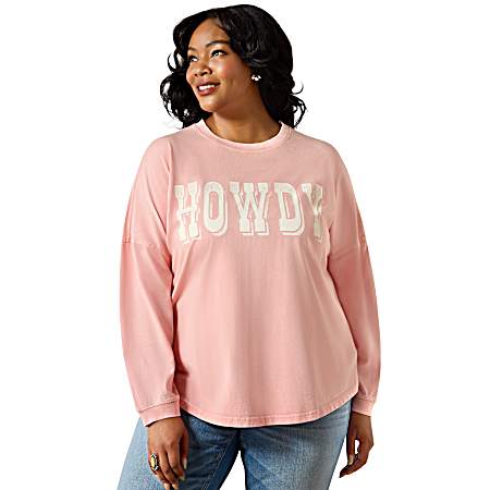 Women's Peach Amber Oversized Long Sleeve Shirt