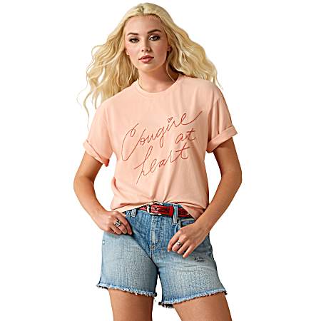 Women's Tropical Peach Cowgirl At Heart Short Sleeve Shirt