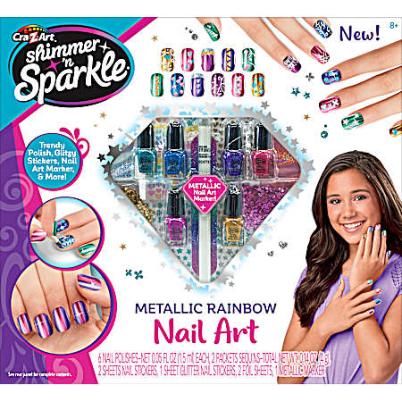 Metallic Rainbow Nail Art