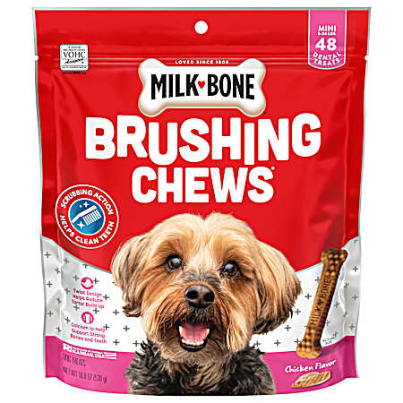 Brushing Chews Daily Dental Dog Treats, Mini, 18.9 Oz. Bag