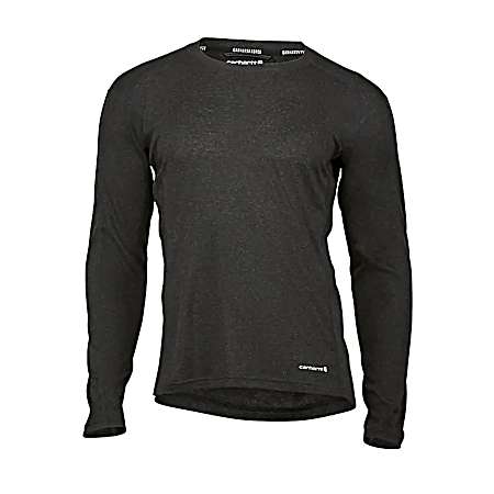Men's Force Black Heather Midweight Base Layer Long Sleeve Shirt