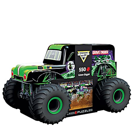 550 Pc Grave Digger Monster Jam Tin Shaped Truck Jigsaw Puzzle