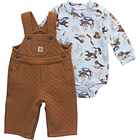 Infant Boys' Brown Duck Hunting Bodysuit/Overall Set