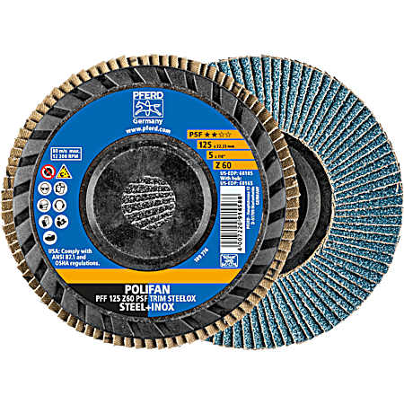 5 in Zirconia 60 Grit Trimmable POLIFAN Flap Disc