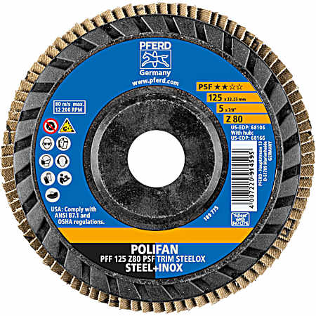5 in Zirconia 80 Grit Trimmable POLIFAN Flap Disc