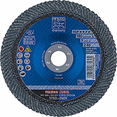 7 in Zirconia 40 Grit Corner - Fillet Weld Grinding POLIFAN CURVE Flap Disc