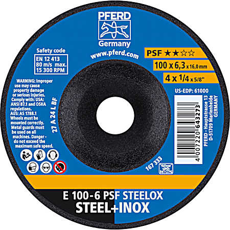 4 x 1/4 x 7/8 in Long Lasting Grinding Wheel for Steel or Stainless Steel