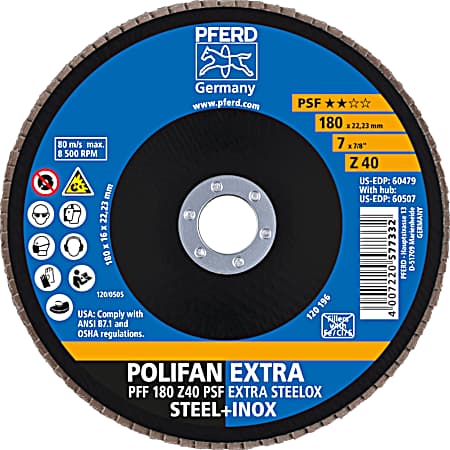 7 x 7/8 in 40 Grit Extra Thick Flat POLIFAN EXTRA Flap Disc