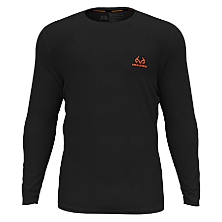 Men's Black Mid Waffle Thermal Long Sleeve Shirt