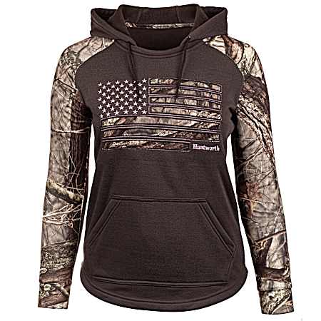 Women's Knit Jersey Embroidered Flag Hoodie