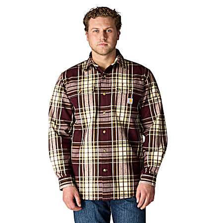 Men's Heavyweight Loose Fit Button Front Long Sleeve Shirt
